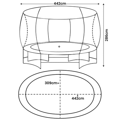 Outdoor 10x15ft Oval Trampoline w/ Basketball Set Rainbow Safety Pad