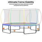 Outdoor 10x15ft Oval Trampoline w/ LED Basketball Hoop Reversible Pad