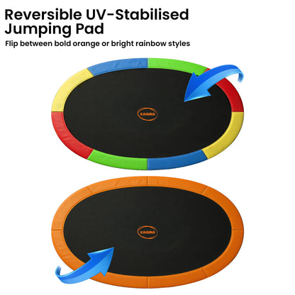 Outdoor 10x15ft Oval Trampoline w/ Basketball Set Rainbow Safety Pad