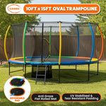 Outdoor 10ft x 15ft Oval Trampoline Reversible Rainbow Safety Pad
