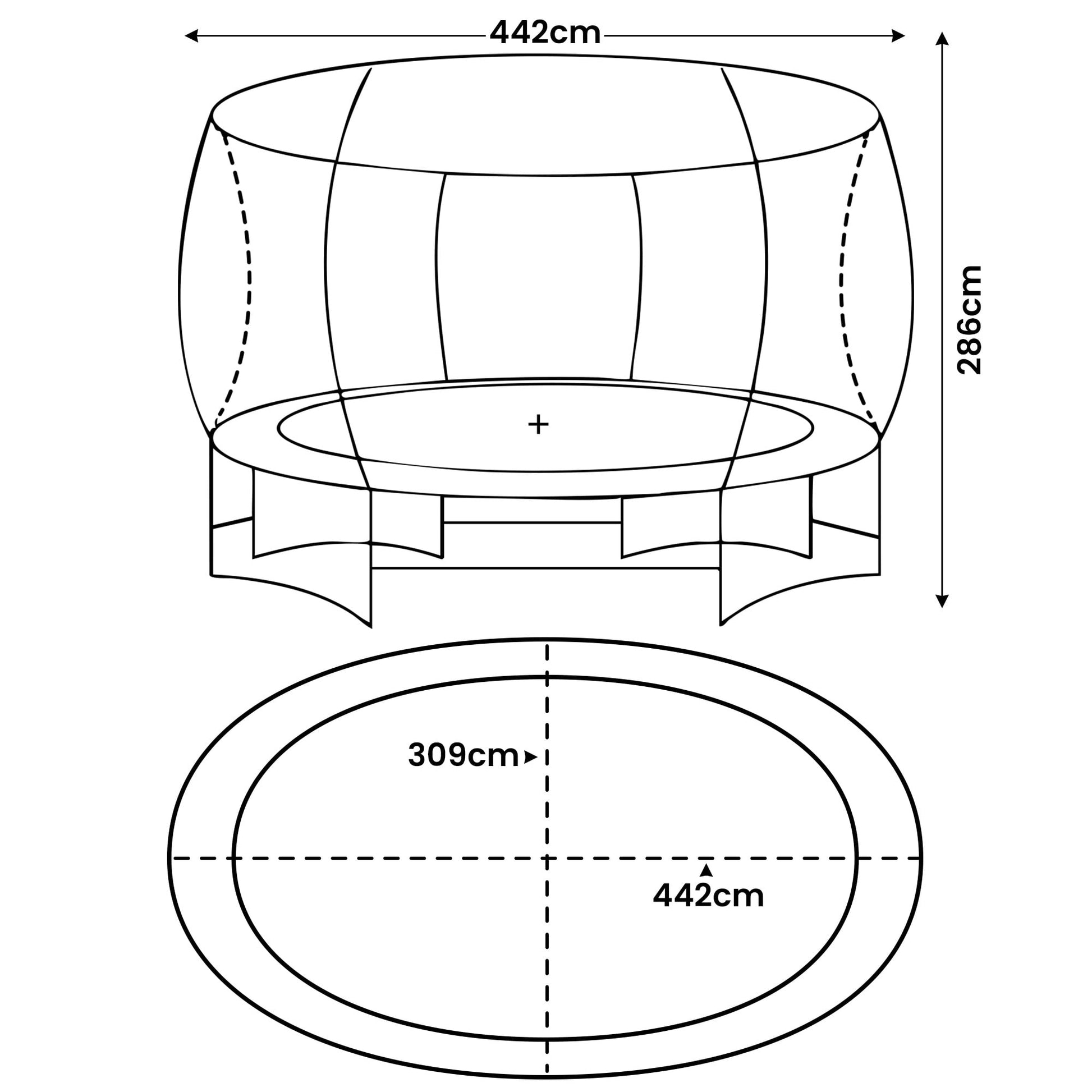 Outdoor 10ft x 15ft Oval Trampoline Reversible Rainbow Safety Pad