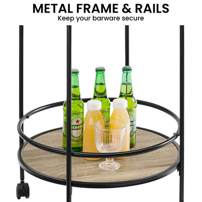 Grey Oak Mini Bar Cart Caddy