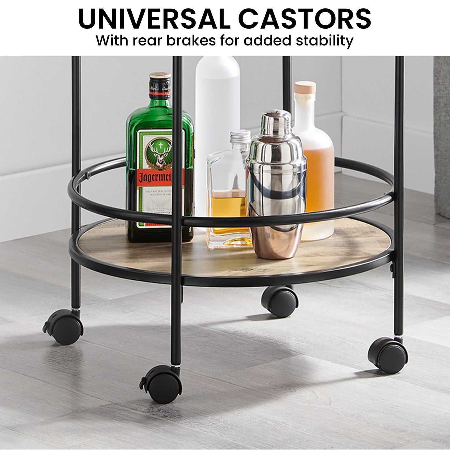 Grey Oak Mini Bar Cart Caddy