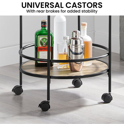 Grey Oak Mini Bar Cart Caddy