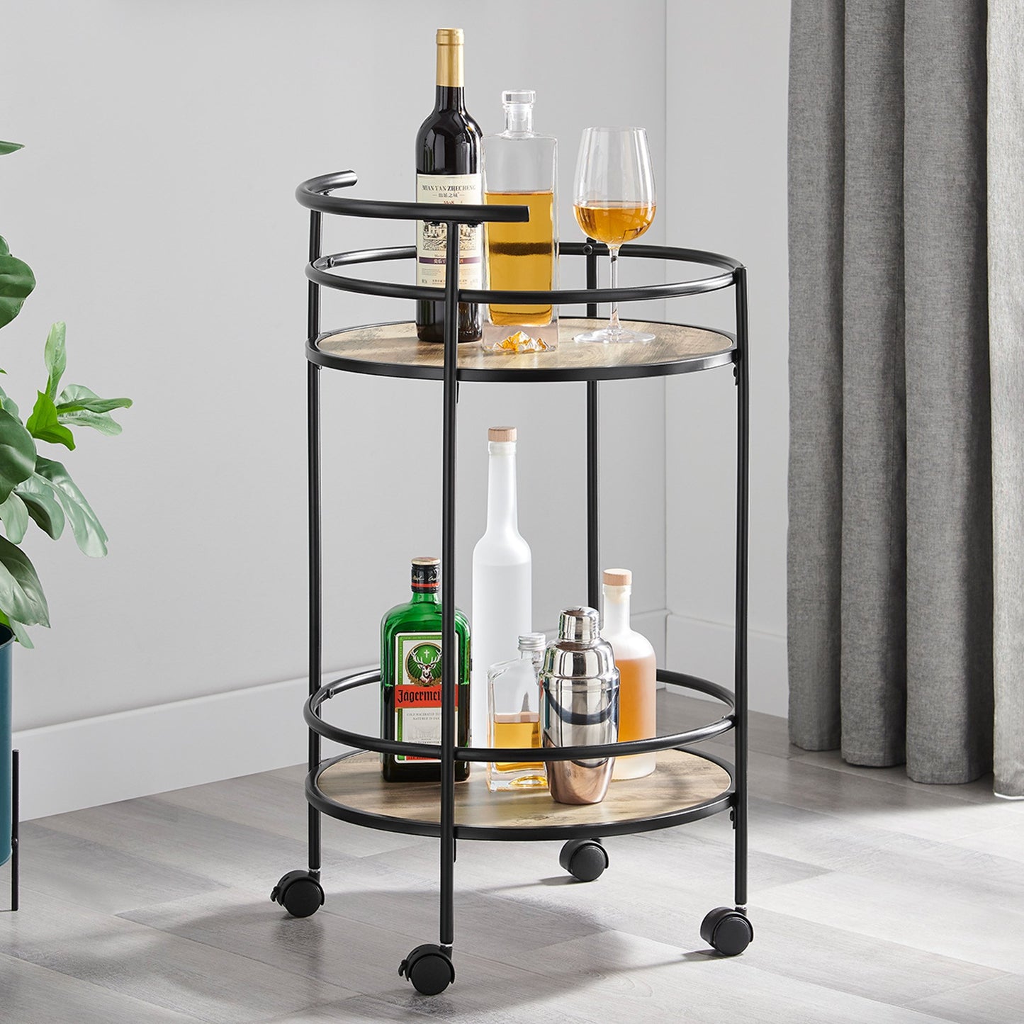 Grey Oak Mini Bar Cart Caddy