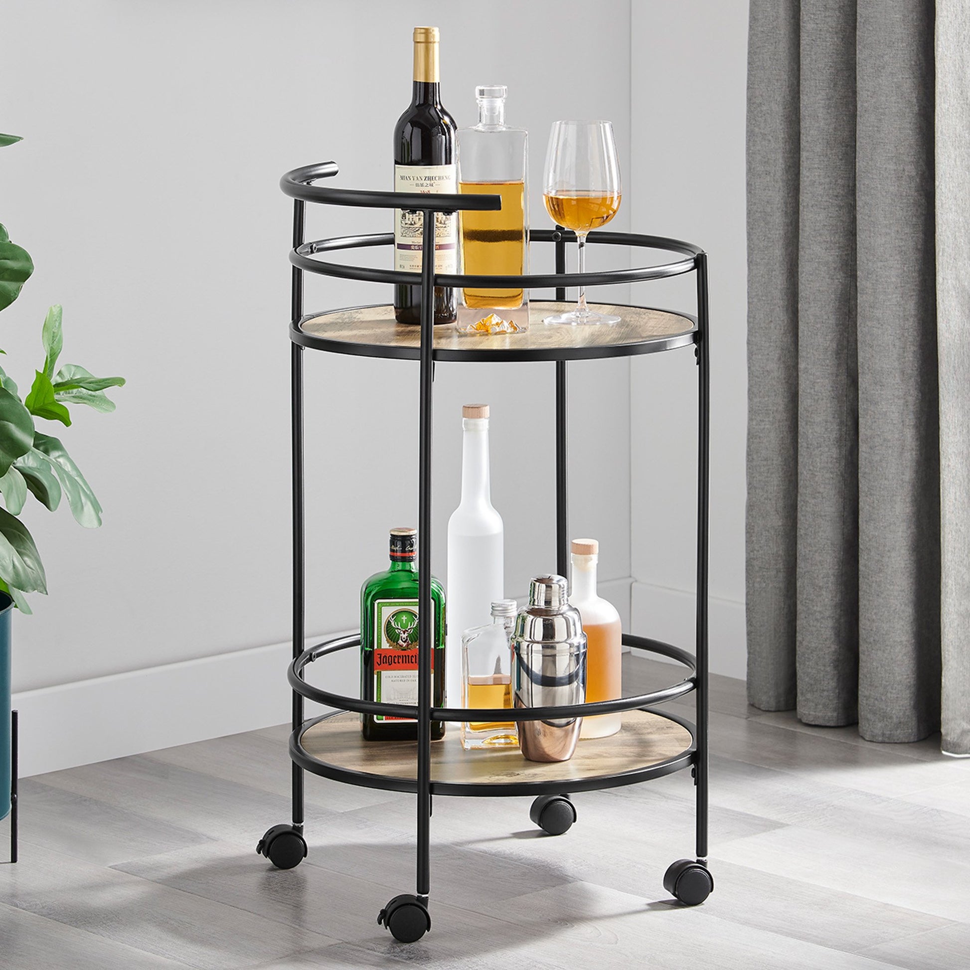 Grey Oak Mini Bar Cart Caddy