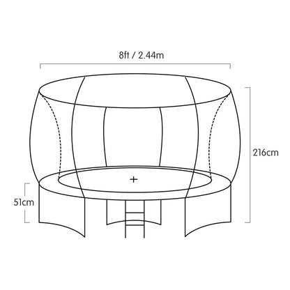 8ft Springless Trampoline with Basketball Set