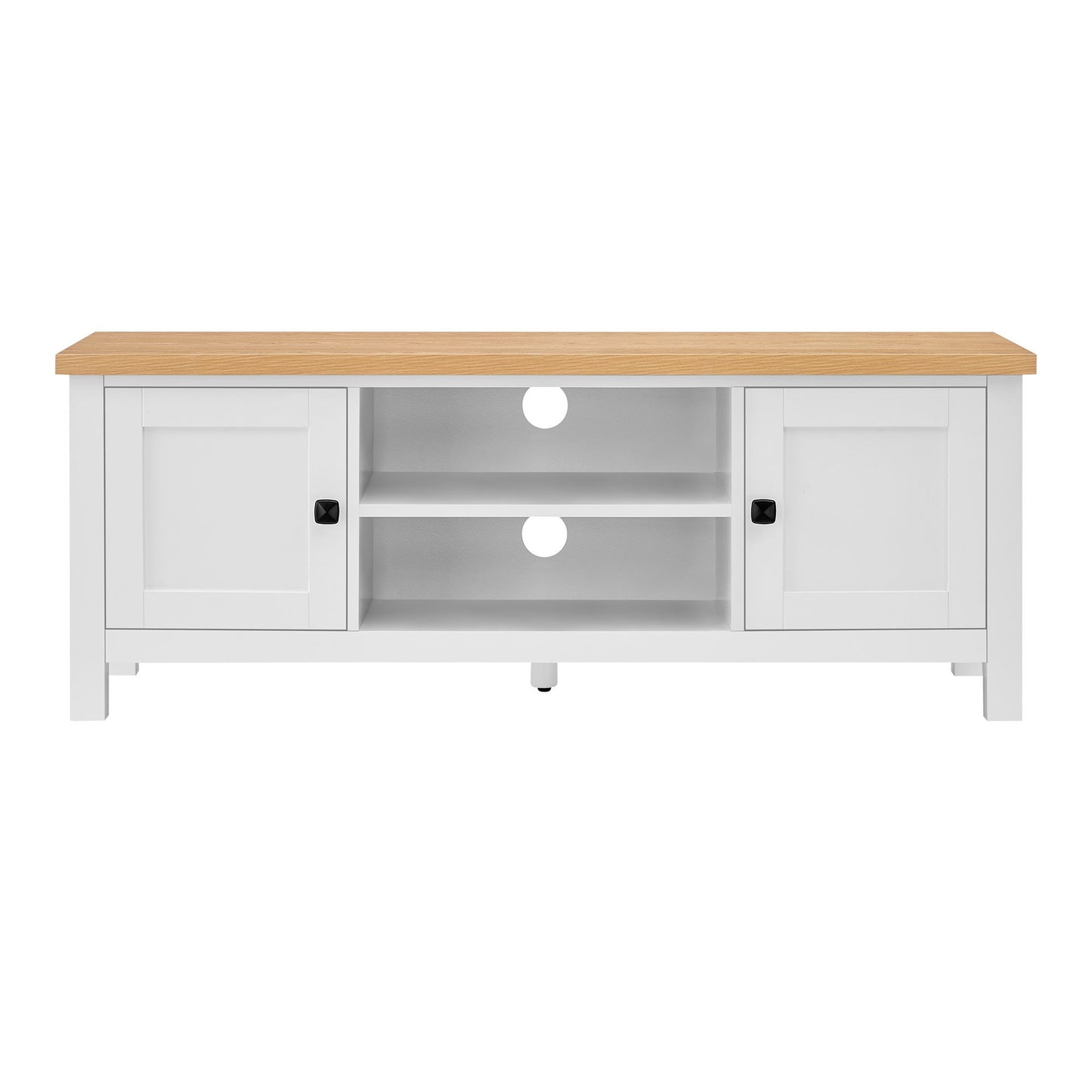 White Natural TV Stand Modern Media Unit
