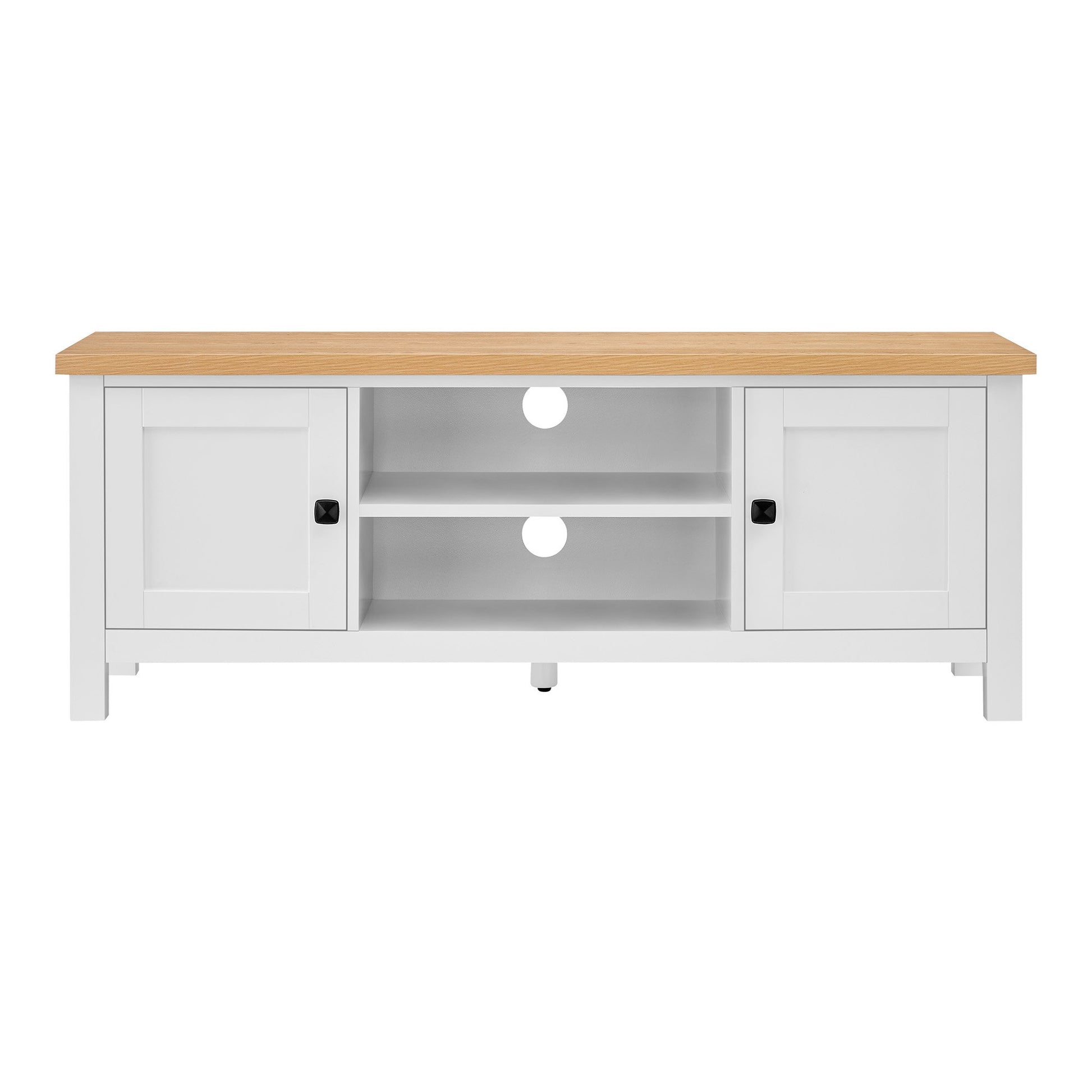 White Natural TV Stand Modern Media Unit