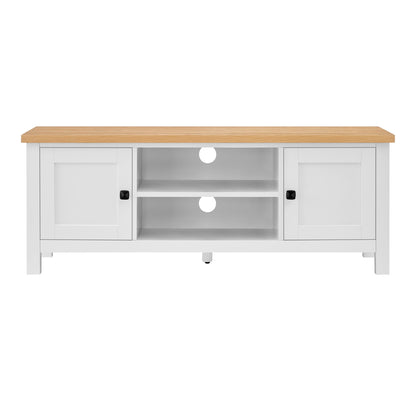 White Natural TV Stand Modern Media Unit