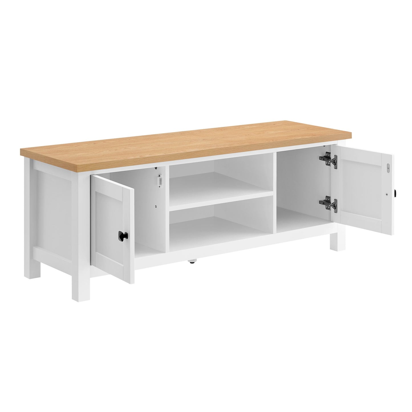 White Natural TV Stand Modern Media Unit