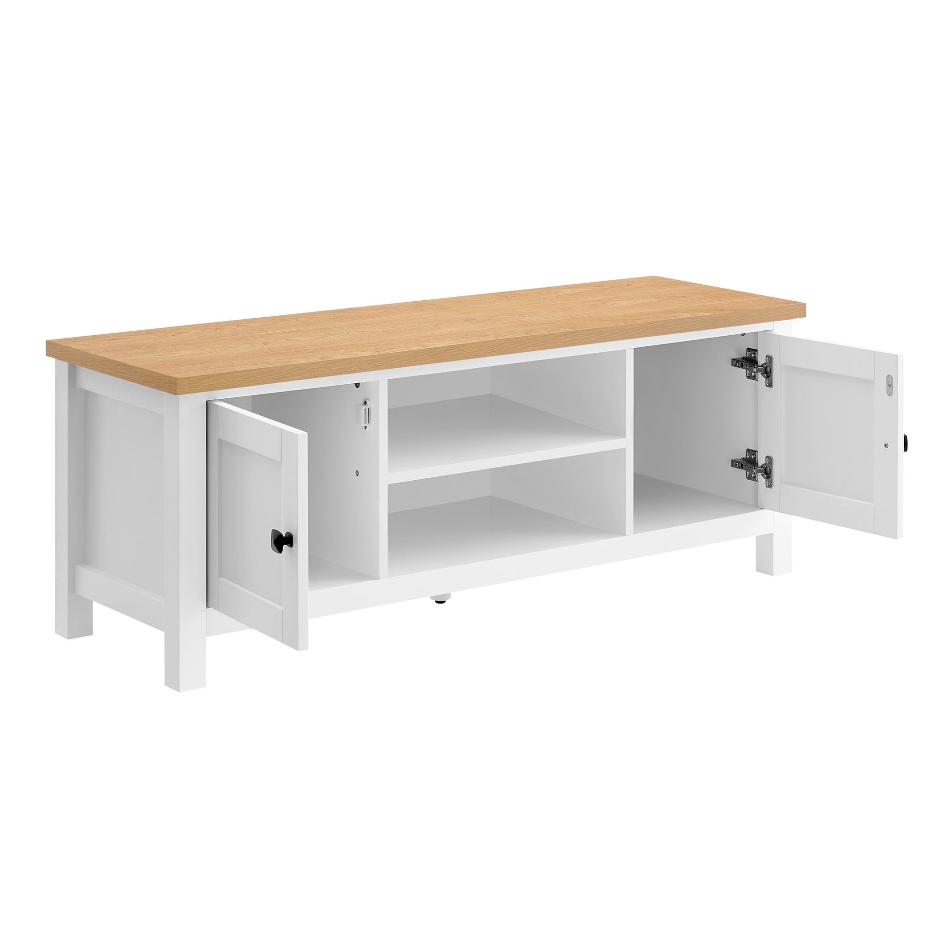 White Natural TV Stand Modern Media Unit