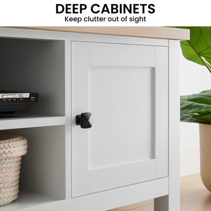 White Natural TV Stand Modern Media Unit