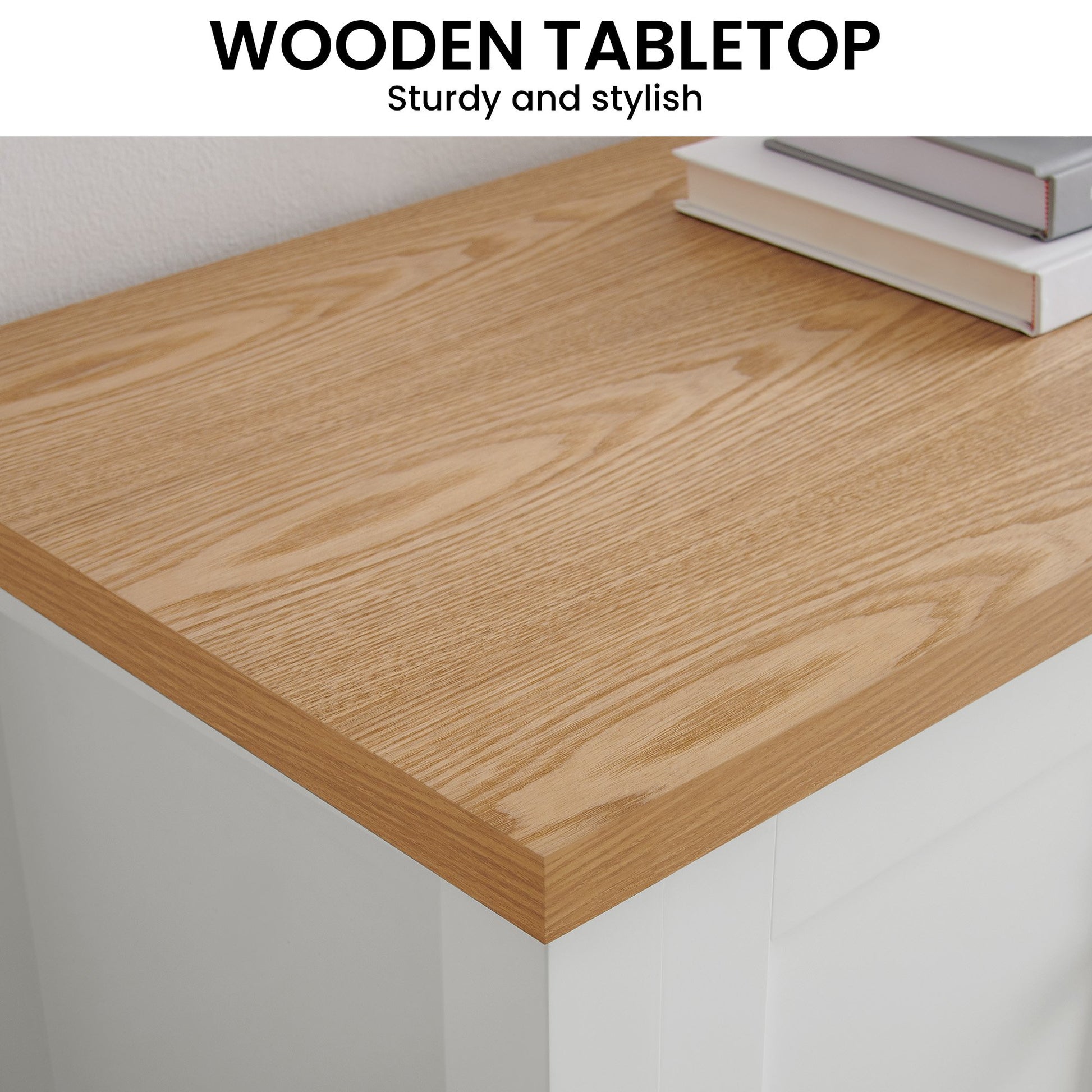White Natural TV Stand Modern Media Unit