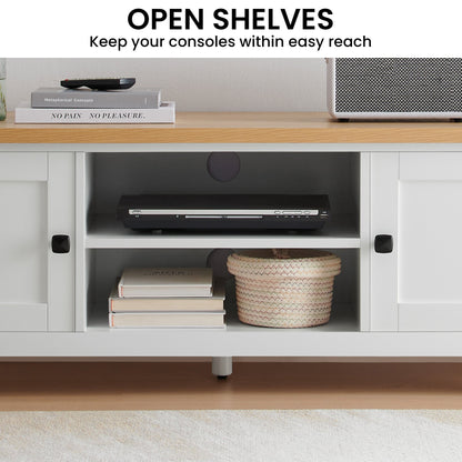 White Natural TV Stand Modern Media Unit