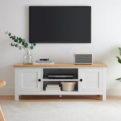 White Natural TV Stand Modern Media Unit