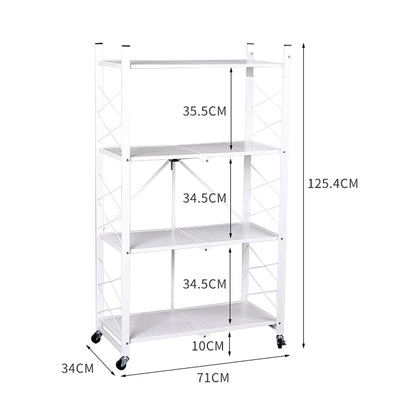 Foldable Storage Shelf Display White 4 Tiers