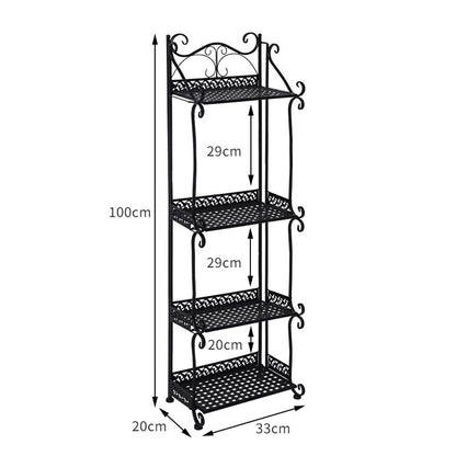 Plant Stand 4 Tiers Outdoor Indoor - Black