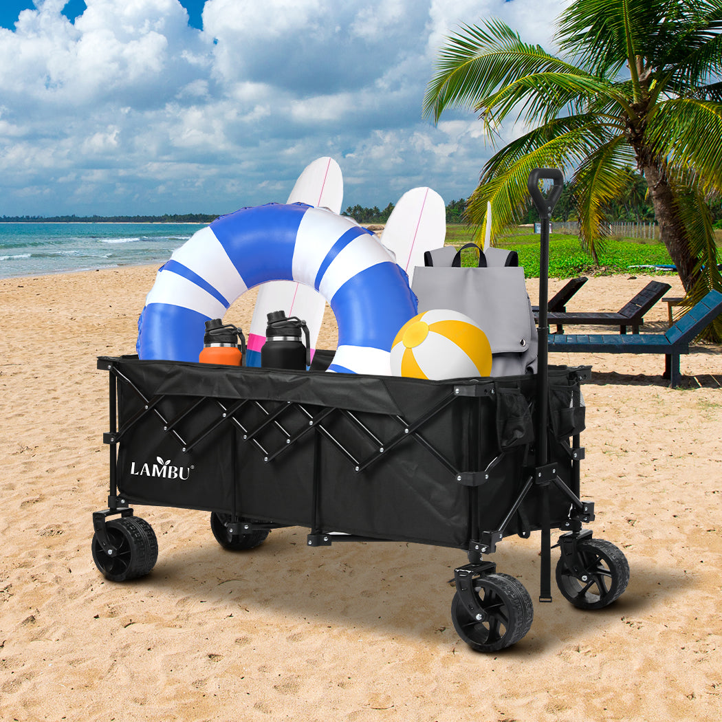 Folding Wagon Cart Black 126x108x61.6cm