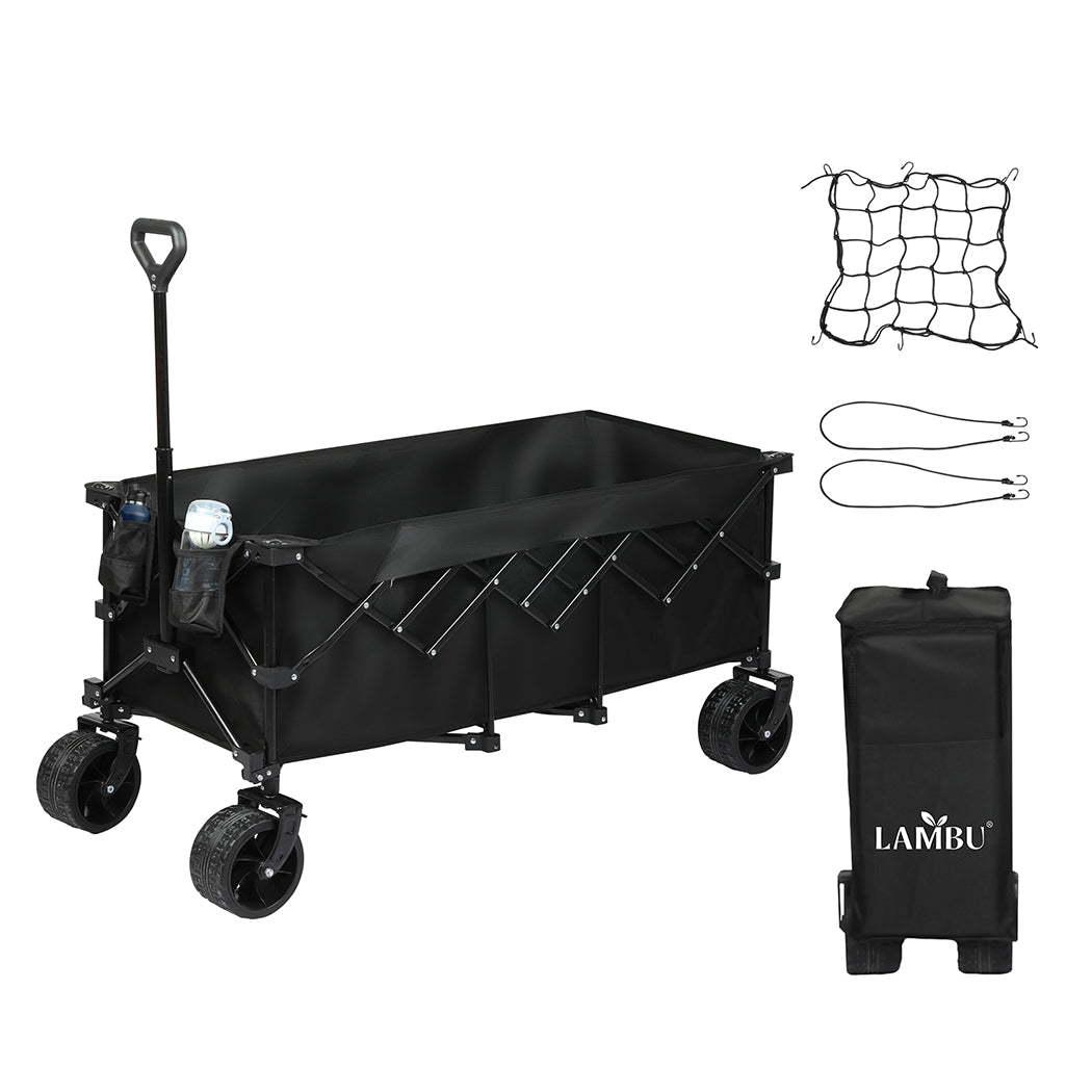 Folding Wagon Cart Black 126x108x61.6cm