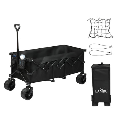 Folding Wagon Cart Black 126x108x61.6cm