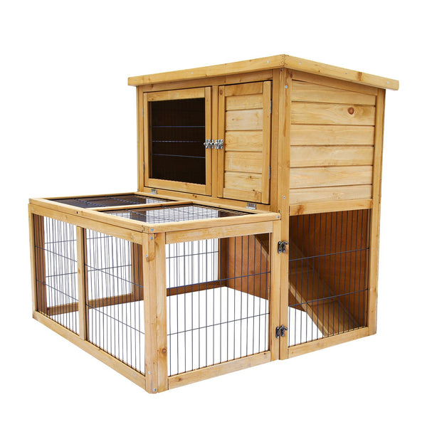  2-Storey Chicken Coop & Rabbit Hutch With Large Run