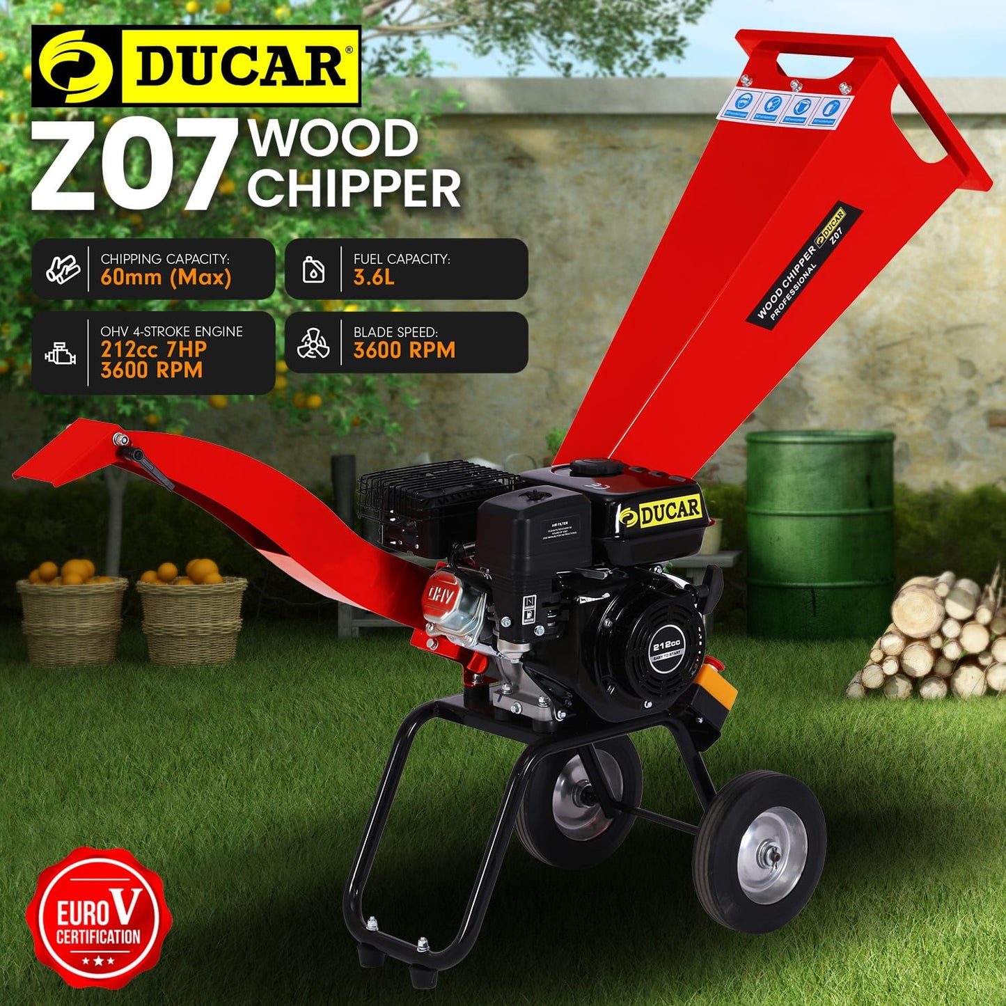 Wood Chipper 7HP Petrol Powered