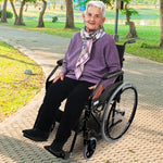 Black 24in Self-Propelled Foldable Steel Wheelchair for Mobility