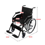 Black 24in Self-Propelled Foldable Steel Wheelchair for Mobility