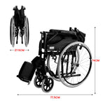 Black 24in Self-Propelled Foldable Steel Wheelchair for Mobility