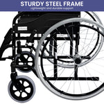 Black 24in Self-Propelled Foldable Steel Wheelchair for Mobility