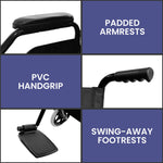 Black 24in Self-Propelled Foldable Steel Wheelchair for Mobility