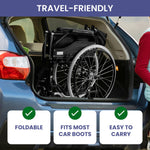 Black 24in Self-Propelled Foldable Steel Wheelchair for Mobility