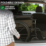 24in Foldable Wheelchair Black Heavy-Duty Steelframe Disability Mobility Aid