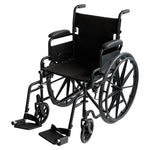 24in Foldable Wheelchair Black Heavy-Duty Steelframe Disability Mobility Aid