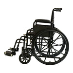 24in Foldable Wheelchair Black Heavy-Duty Steelframe Disability Mobility Aid
