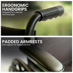 24in Foldable Wheelchair Black Heavy-Duty Steelframe Disability Mobility Aid