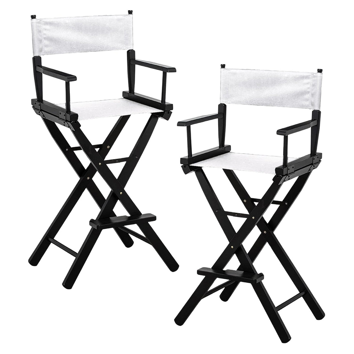Tall Director Chair White Canvas 45x52.5x118cm