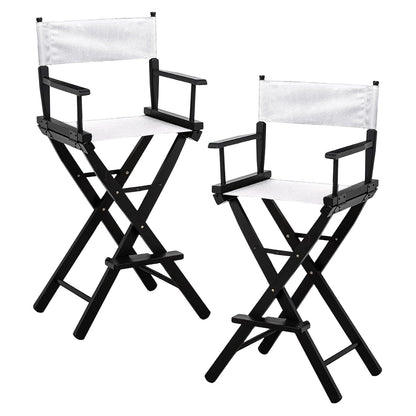 Tall Director Chair White Canvas 45x52.5x118cm