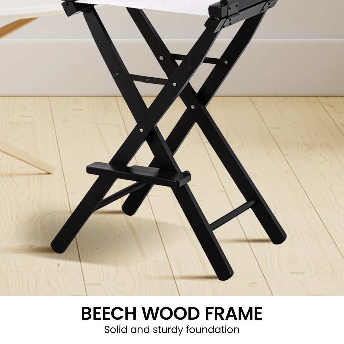 Tall Director Chair White Canvas 45x52.5x118cm