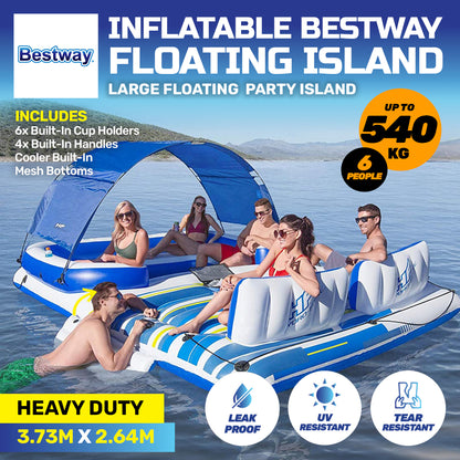 Inflatable 6 Person Island Mesh Bottom Built-In Cooler