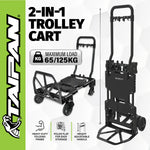 65-125KG Foldable Trolley Cart Aluminium 2-In-1 Design Adjustable