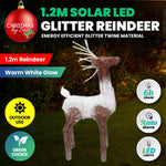 1.2m Reindeer Glitter Wire Solar LED Warm White Auto Sensor