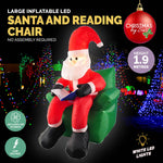 1.9m Santa & His Reading Chair Self Inflating LED Lighting