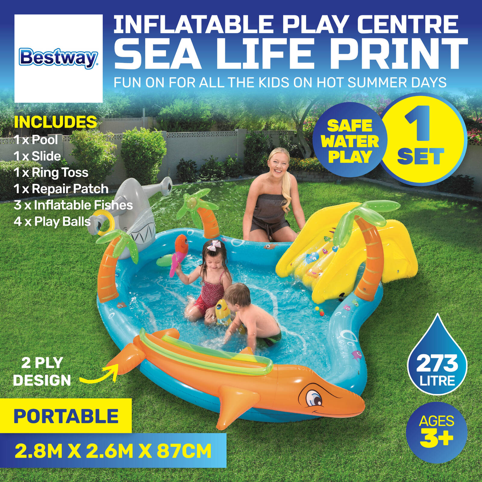 Inflatable Sea Life Water Fun Park Pool With Slide 273L | Melbourne ...
