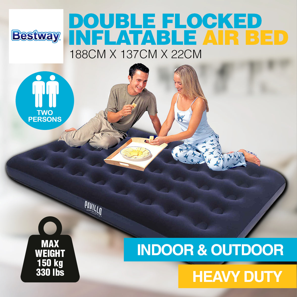 Double Inflatable Air Bed Heavy Duty Durable Camping