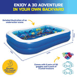 Inflatable Kids Pool 3D Undersea Adventure 3D Goggles Included 778L