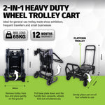 65-125KG Foldable Trolley Cart Aluminium 2-In-1 Design Adjustable