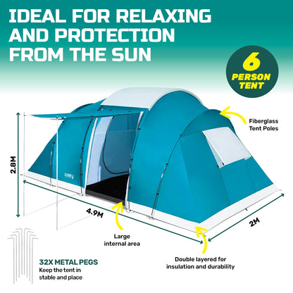 UV Protected Premium Tent 6 Person Double Layered PVC