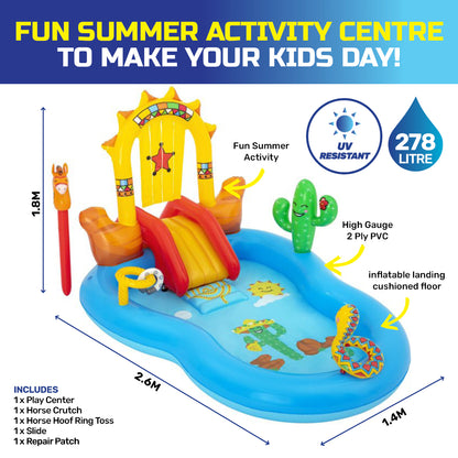 Inflatable Wild West Water Fun Park Pool With Slide 278L
